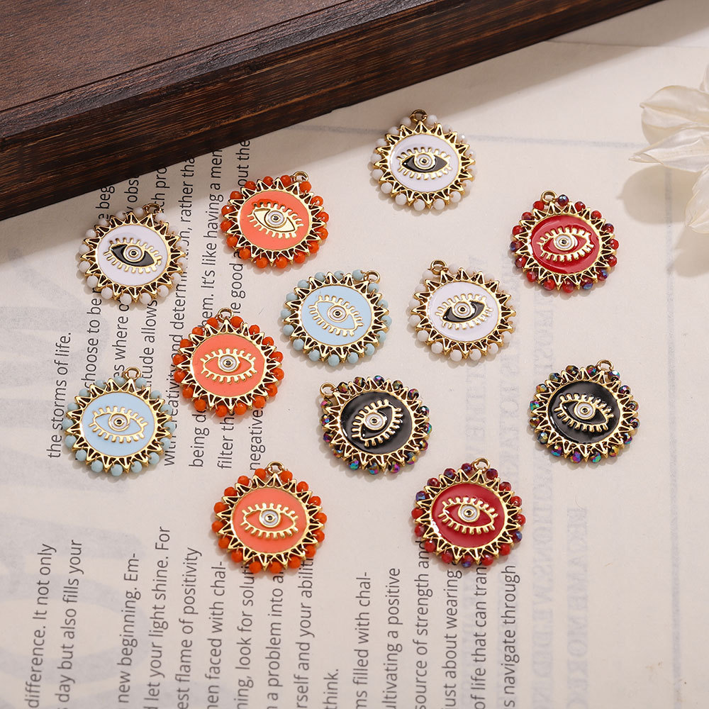 Pendentifs Pour Femmes, Style Œil De Diable, En Acier Inoxydable, Couleur Or, À Faire Soi-Même (Série Classique) Image4