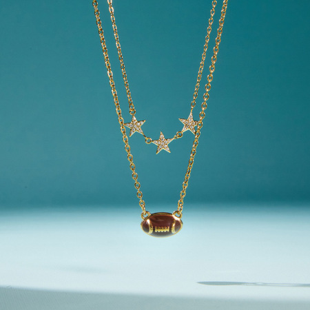 Colliers pendentifs pour femmes en acier inoxydable doré, motif ballon de sport, imperméables et anti-ternissement 2