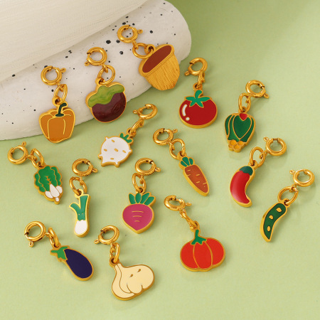 Pendentifs en acier inoxydable émaillé, forme alimentaire, couleur or, étanches, à faire soi-même