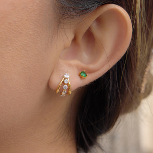 Boucles D'Oreilles Puces Pour Femmes, Simples Et Rondes, En Acier Inoxydable, Étanches, Couleur Or, Avec Zircon. h5 Image3