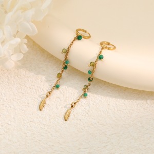 Boucles D'Oreilles Pendantes Simple Series Daily Tassel En Acier Inoxydable Étanche Couleur Or h5 Image2