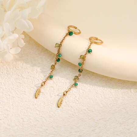 Boucles d'oreilles pendantes Simple Series Daily Tassel en acier inoxydable étanche couleur or 2