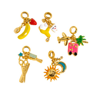 Pendentifs Luxueux Pour Femmes, En Acier Inoxydable Étanche, De Forme Irrégulière, Représentant Des Fruits, Le Soleil Et La Lune, Avec Notes Ou Instruments De Musique. h5 Image5