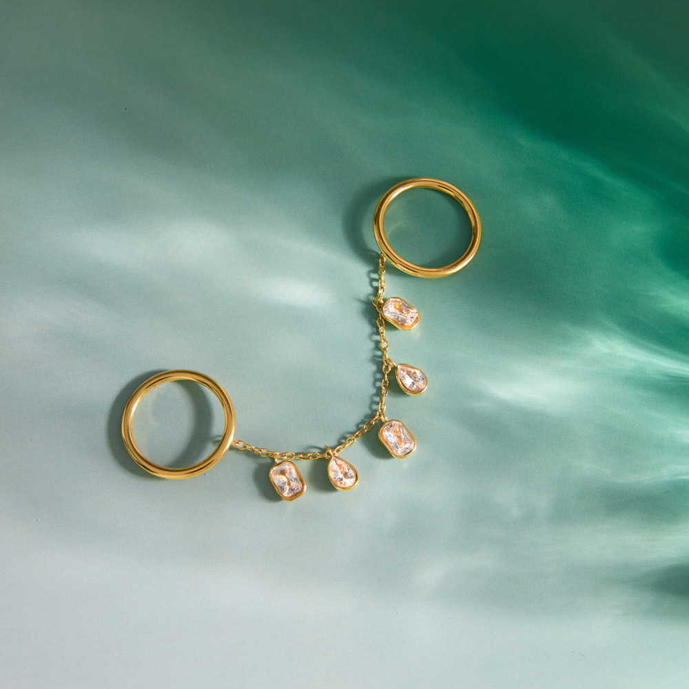 Bagues Pour Femmes Luxueuses Et Sexy À Pompon, En Acier Inoxydable Étanche Couleur Or Et Zircon. Image4