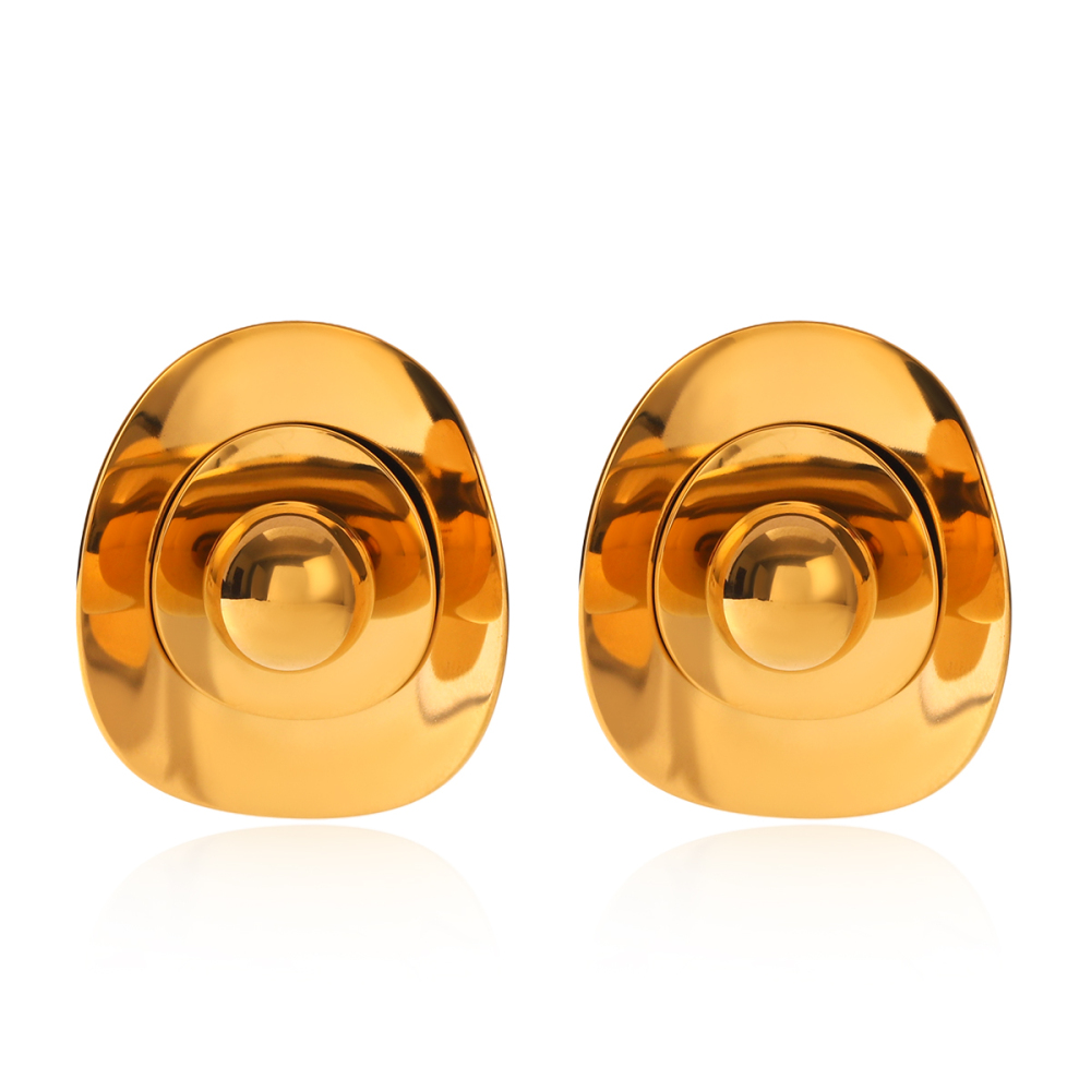 Boucles D'Oreilles Puces Pour Femmes En Acier Inoxydable, Imperméables, Couleur Or, Motif Floral 