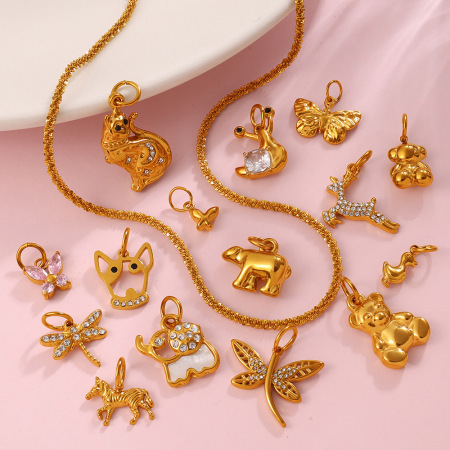 Pendentifs animaux en acier inoxydable étanche couleur or à faire soi-même