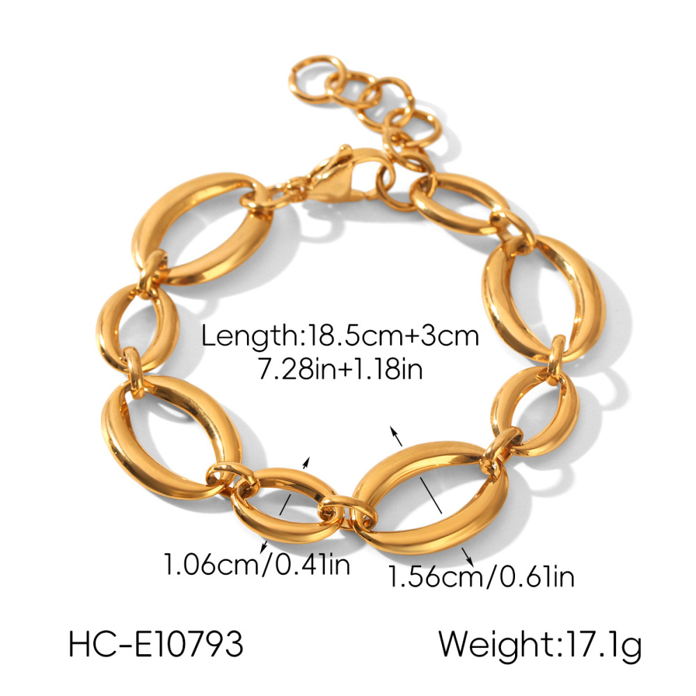 Bracelet Chaîne Pour Femme En Acier Inoxydable Étanche Couleur Or Image2