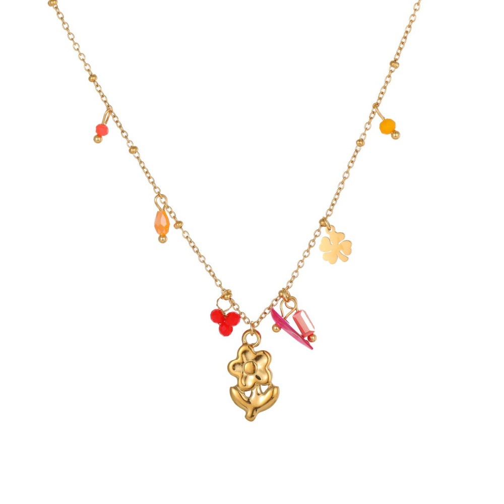 Ensembles De Bijoux Pour Femmes Simple Series Daily Flower En Acier Inoxydable Étanche Couleur Or Image5