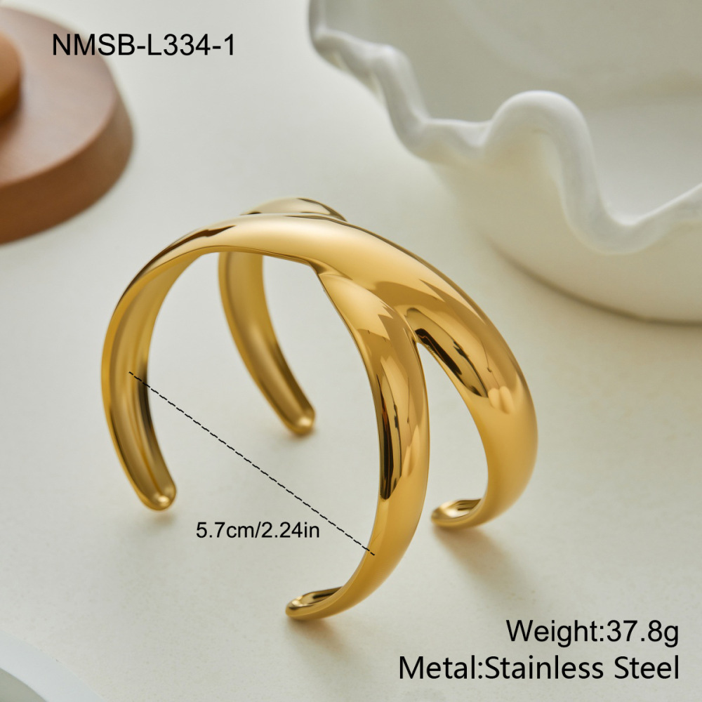 Bracelet Manchette Minimaliste Pour Femme, En Acier Inoxydable, Couleur Or, De Forme Irrégulière Et Imperméable, À Porter Au Quotidien. 