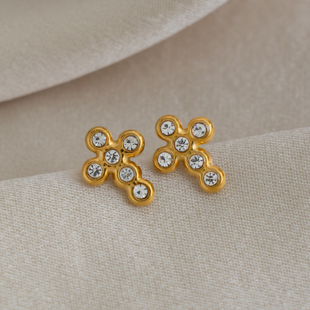 Boucles d'oreilles puces Simple Series Daily Cross en acier inoxydable étanches pour femmes