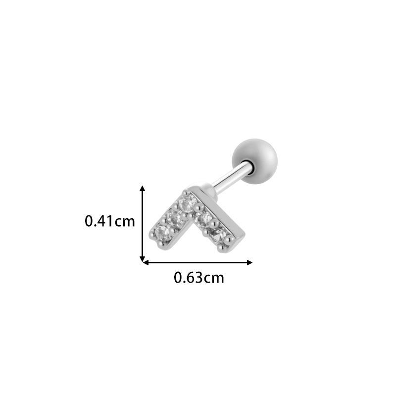 Boucles D'Oreilles Papillon Simples En Cuivre Doré Avec Zircon Pour Piercing Femme h5Image2