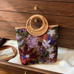 Sac À Main Léger Et Luxueux Pour Femme, Orné De Perles Et De Broderies Florales. h5 Image2