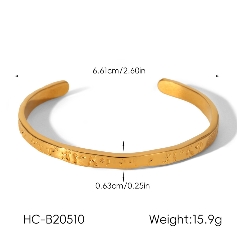 Bracelet Manchette Simple En Acier Inoxydable Uni, Étanche, Couleur Or, Pour Femme Image2