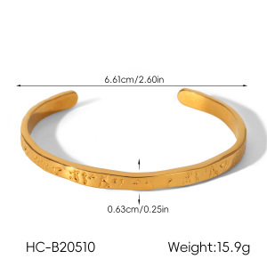 Bracelet Manchette Simple En Acier Inoxydable Uni, Étanche, Couleur Or, Pour Femme h5 Image2