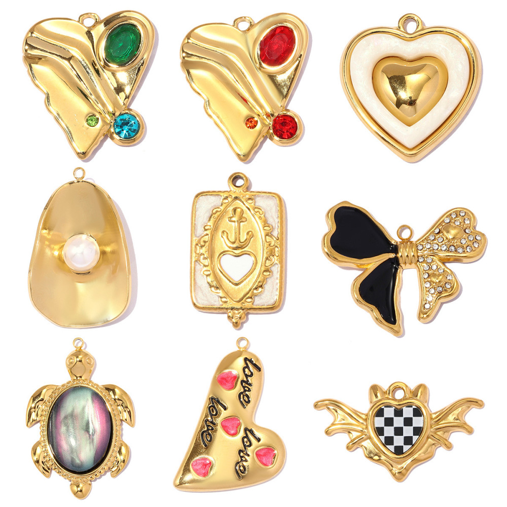 Pendentifs Pour Femmes En Acier Inoxydable, Couleur Or, Avec Nœud Papillon Et Ailes, Style Classique, À Faire Soi-Même Image3