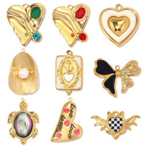 Pendentifs Pour Femmes En Acier Inoxydable, Couleur Or, Avec Nœud Papillon Et Ailes, Style Classique, À Faire Soi-Même h5 Image3