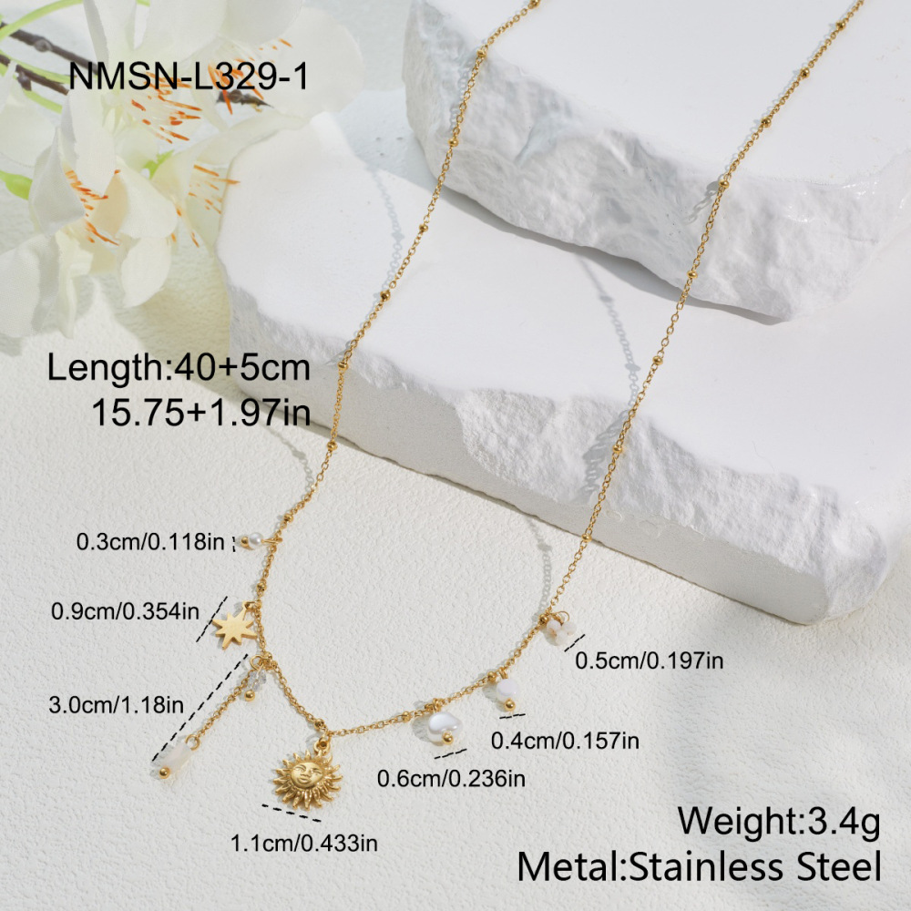 Ensembles De Bijoux Pour Femmes Simple Series Daily Sun En Acier Inoxydable Étanche Couleur Or 
