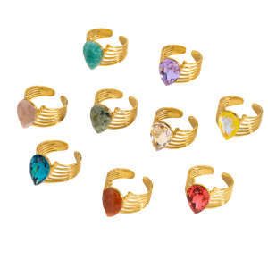 Bagues Pour Femmes En Pierres Naturelles De Forme Irrégulière, Couleur Or, Collection Daily Droplet De Luxe h5 Image5