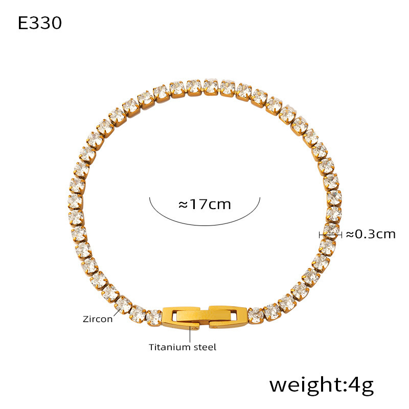 Bracelet Chaîne Luxueux Pour Femme En Acier Inoxydable, Étanche, Couleur Or, Orné De Zircon.