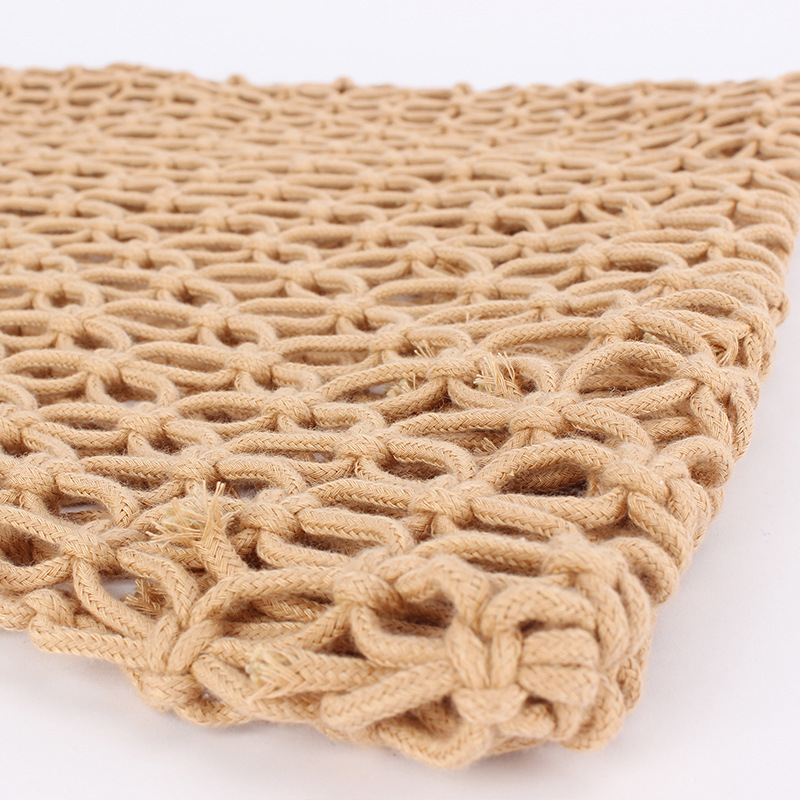 Sac De Plage Femme En Corde Tressée Ajourée, Couleur Unie, Style Vacances Image4