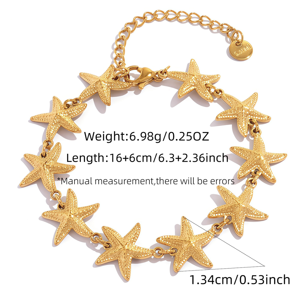 Bracelets Simple Series Daily Starfish En Acier Inoxydable Étanche Couleur Or