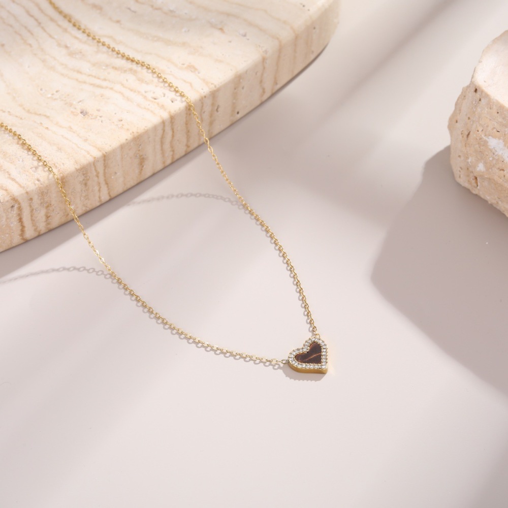 Collier Chaîne Cœur Quotidien Simple Series En Acier Inoxydable Étanche Couleur Or Pour Femme Image4