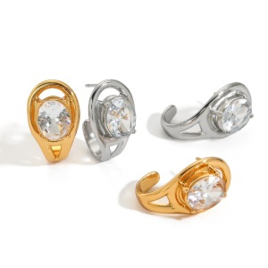Boucles D'Oreilles Puces Pour Femmes, En Acier Inoxydable, Couleur Or, Forme Géométrique Simple h5 Image3