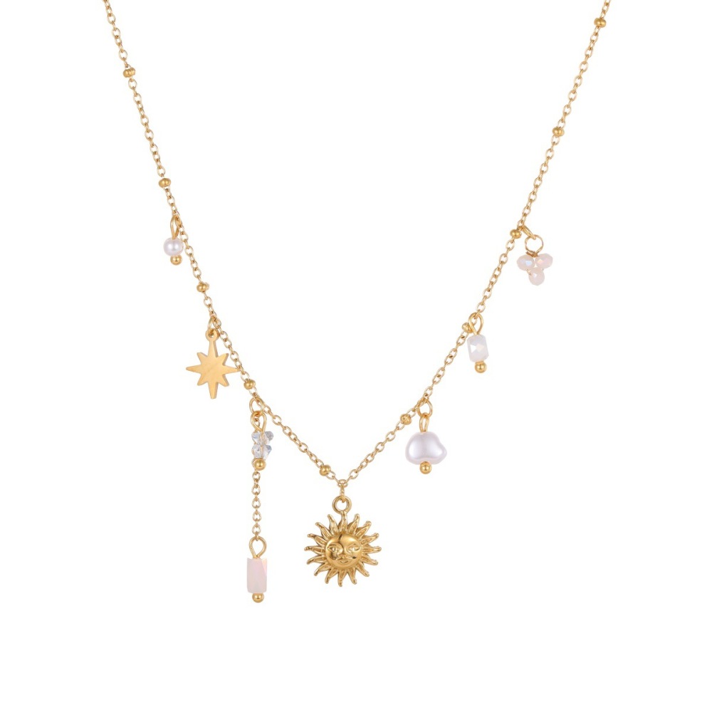 Ensembles De Bijoux Pour Femmes Simple Series Daily Sun En Acier Inoxydable Étanche Couleur Or Image5
