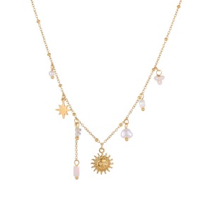 Ensembles De Bijoux Pour Femmes Simple Series Daily Sun En Acier Inoxydable Étanche Couleur Or h5 Image5