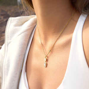Colliers Pendentifs Pour Femmes, Simples, Ronds Et Rectangulaires, En Acier Inoxydable, Étanches, Couleur Or, Avec Zircon. h5 Image3