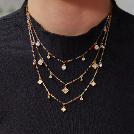 Colliers pendentifs pour femmes en acier inoxydable étanche couleur or avec motif floral numéro 8 2