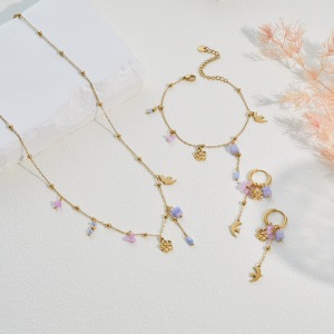 Ensembles De Bijoux Pour Femmes Simple Series Daily Flower En Acier Inoxydable Étanche Couleur Or h5 Image3