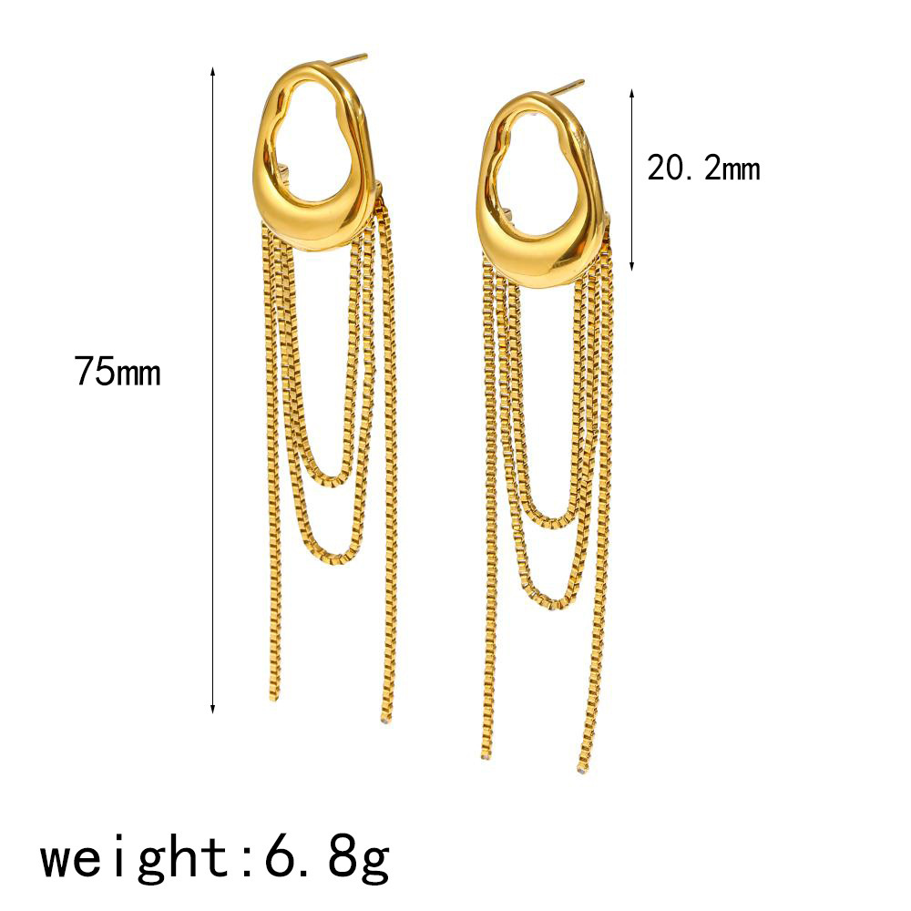 Boucles D'Oreilles Pendantes Pour Femme, En Acier Inoxydable, Couleur Or, En Forme De Pompon Et Étanches.