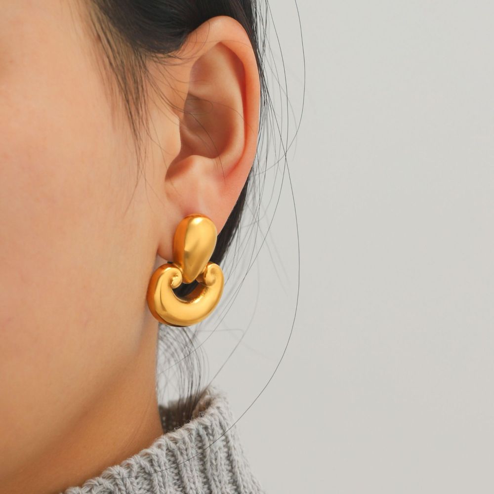 Boucles D'Oreilles Puces Pour Femmes, En Acier Inoxydable, Couleur Or, Motif Cœur Simple Image5