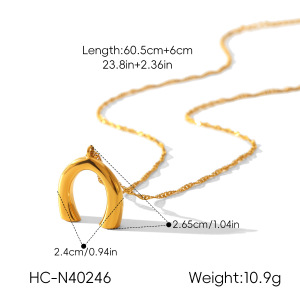 Colliers Pendentifs Pour Femmes En Acier Inoxydable Étanche En Forme De Fer À Cheval, Couleur Or h5 Image2
