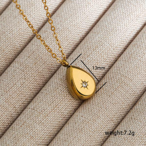 Colliers Pendentifs Élégants Pour Femmes, En Acier Inoxydable Doré, En Forme De Cœur Rectangulaire Et De Fleur En Goutte D'Eau h5