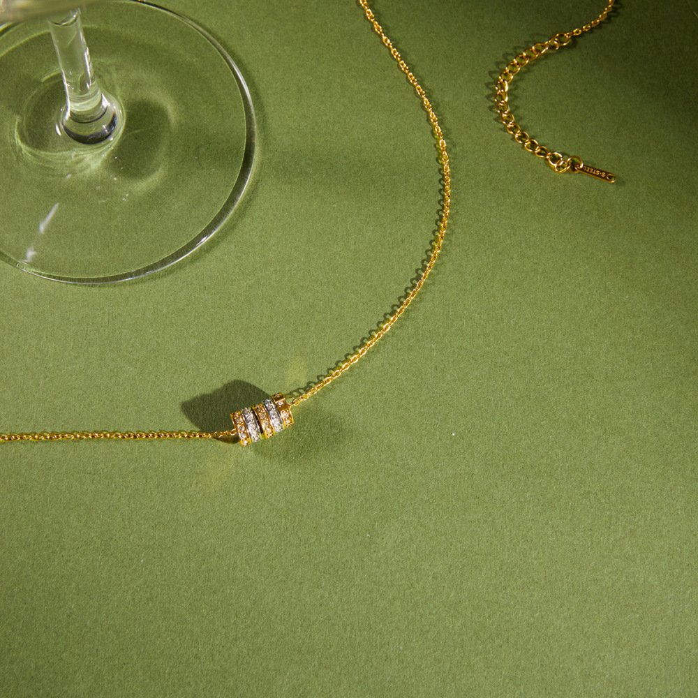 Colliers Pendentifs Pour Femmes En Acier Inoxydable, Couleur Or, Avec Zircon Et Forme Un Cercle Simple Image4