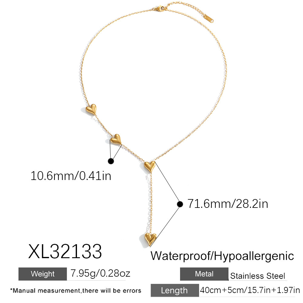 Colliers Pendentifs Pour Femmes En Forme De Cœur Simple, En Acier Inoxydable Étanche, Couleur Or