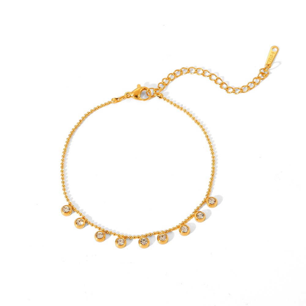 Colliers À Maillons Simples Pour Femmes, En Acier Inoxydable, Étanches, Couleur Or, Avec Zircon. 