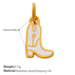 Bottes Quotidiennes Simple Series En Acier Inoxydable Étanche Couleur Or Avec Strass, Pendentif Unisexe h5 