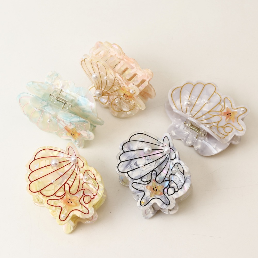 Pinces À Cheveux Pour Femmes En Acétate Coquillage Mignon De La Série Romantique Image4