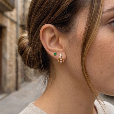 Boucles d'oreilles puces pour femmes, simples et rondes, en acier inoxydable, étanches, couleur or, avec zircon.
