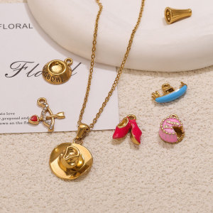 Pendentifs Pour Femmes En Acier Inoxydable, Couleur Or, En Forme De Cœur, À Faire Soi-Même, Style Ange. h5 Image2