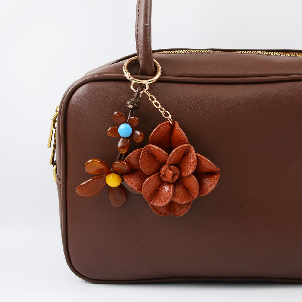 Breloques De Sac Pour Femme En Pu Uni, Style Rétro Fleuri, Collection Simple Series Image2