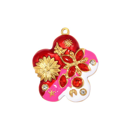 Pendentifs pour femmes en acier inoxydable, couleur or, forme géométrique cœur et plante, collection Simple Series DIY 2