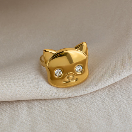 Bagues Minimalistes En Acier Inoxydable Étanche Couleur Or Avec Zircon, Collection Simple Series Daily Animal