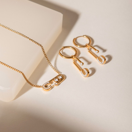 Ensembles de colliers pour femmes en acier inoxydable de forme irrégulière, étanches, couleur or et strass