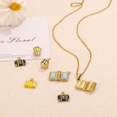 Pendentifs pour femmes en acier inoxydable étanche, couleur or, forme irrégulière, à faire soi-même, série classique 2