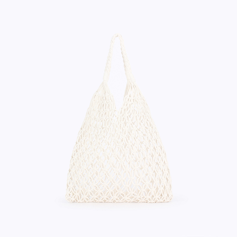 Sac De Plage Femme En Corde Tressée Ajourée, Couleur Unie, Style Vacances 