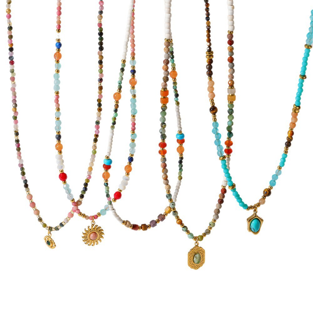 Colliers De Perles Bohèmes De Forme Irrégulière, Ornés De Pierres Naturelles Couleur Or, Pour Femmes. Image5